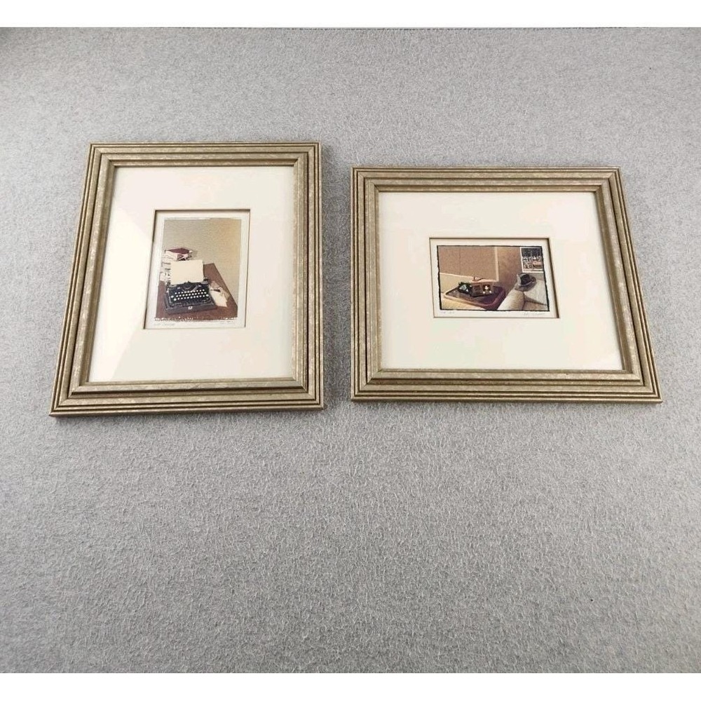 Judy Mandolf Framed‎ Prints Antique Typewriter Office Den Living Room Decor Gold